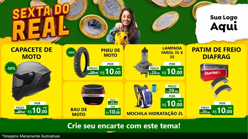 Modelo de TV para TV Horizontal com o tema Sexta do Real para Moto peças