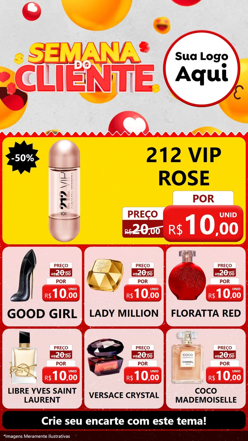 Modelo de Rede Social para Stories com o tema Semana do Cliente para Perfumes
