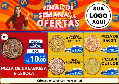 Modelo de Encarte para Encarte A4 Horizontal com o tema Final de Semana de Ofertas para Pizzaria
