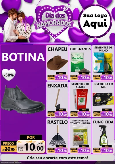 Modelo de Encarte para Encarte A4 Vertical com o tema Dia dos Namorados para Agropecuária