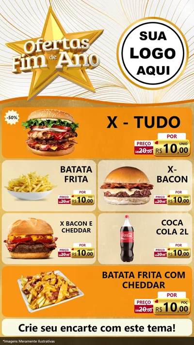 Modelo de TV para TV Vertical com o tema Ofertas Fim de Ano para Hamburgueria