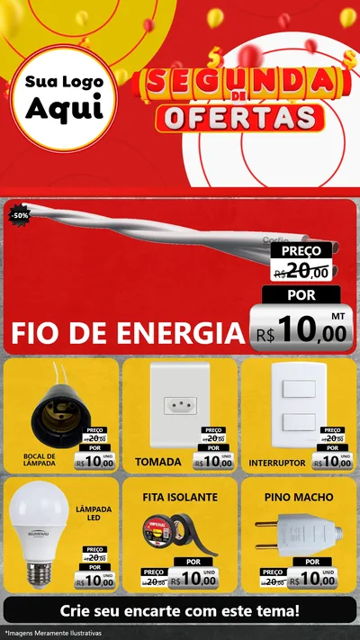 Modelo de Rede Social para Stories com o tema Segunda de Ofertas para Materiais Elétricos