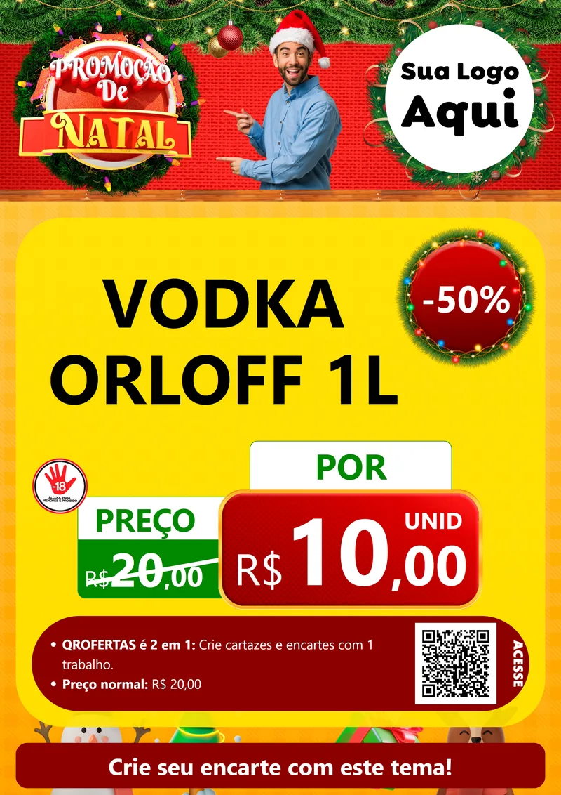 Modelo de Cartaz para Cartaz A4 Vertical com o tema Promoção de Natal para Distribuidora de bebidas