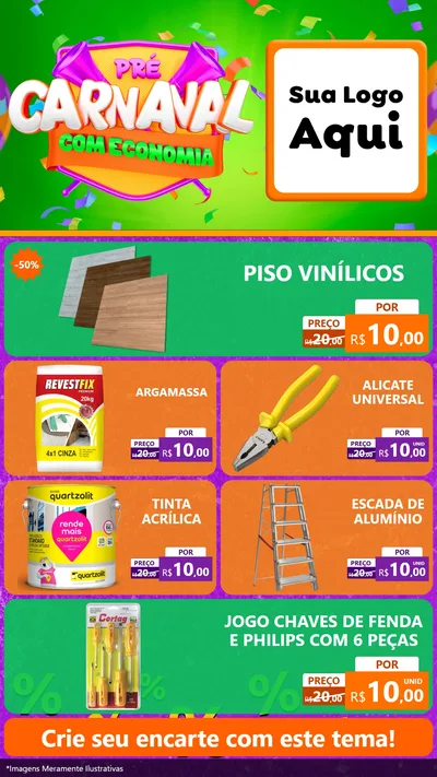 Modelo de TV para TV Vertical com o tema Pré-Carnaval Com Economia para Material para Construção