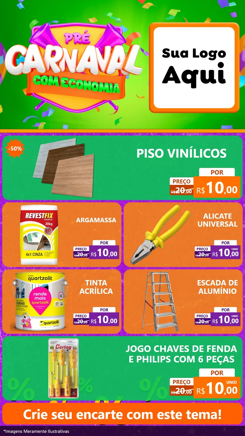 Modelo de TV para TV Vertical com o tema Pré-Carnaval Com Economia para Material para Construção