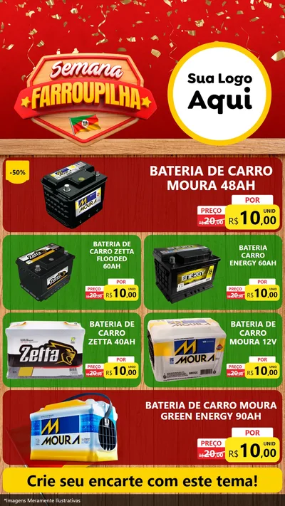Modelo de TV para TV Vertical com o tema Semana Farroupilha para Baterias Elétricas