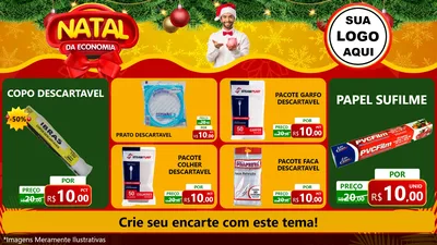 Modelo de TV para TV Horizontal com o tema Natal da Economia para Embalagens