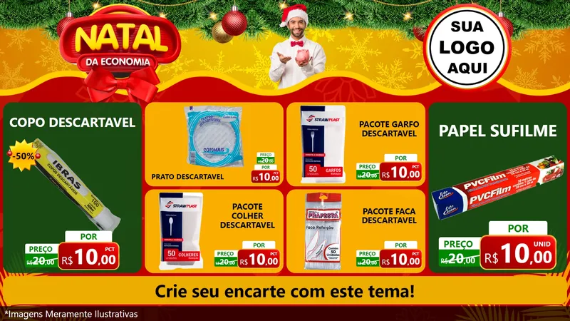 Modelo de TV para TV Horizontal com o tema Natal da Economia para Embalagens