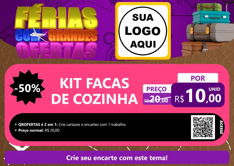 Modelo de Cartaz para Cartaz A4 Horizontal com o tema Férias com Grandes Ofertas para Utilidades Domésticas