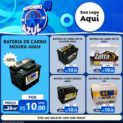 Modelo de Rede Social para Feed Facebook com o tema Novembro Azul para Baterias Elétricas