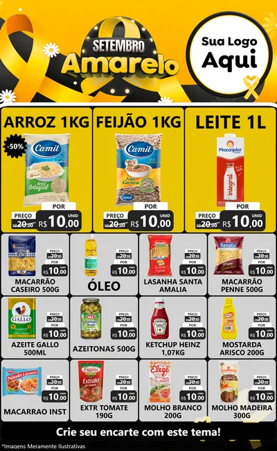 Modelo de Encarte para Encarte Grande com o tema Setembro Amarelo para Supermercado