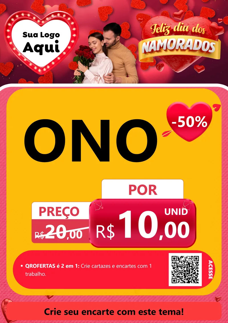 Modelo de Cartaz para Cartaz A4 Vertical com o tema Feliz Dia Dos Namorados para Óticas