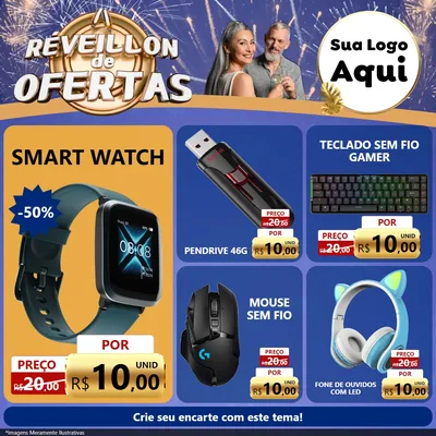 Modelo de Rede Social para Feed Facebook com o tema Réveillon de Ofertas para Informática