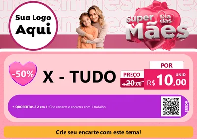 Modelo de Cartaz para Cartaz A4 Horizontal com o tema Super Dia Das Mães para Hamburgueria