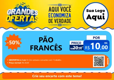 Modelo de Cartaz para Cartaz A4 Horizontal com o tema Grandes Ofertas para Padaria