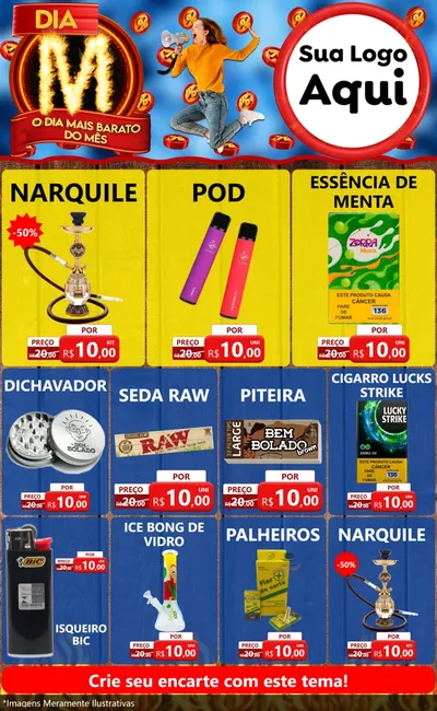 Modelo de Encarte para Encarte Grande com o tema Dia M - O Dia Mais Barato Do Mês para Tabacaria
