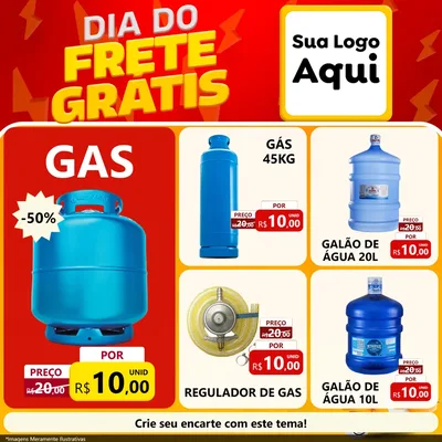 Modelo de Rede Social para Feed Facebook com o tema Dia do Frete Grátis para Água e gás