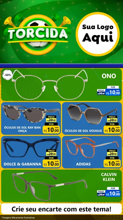 Modelo de TV para TV Vertical com o tema Torcida para Óticas