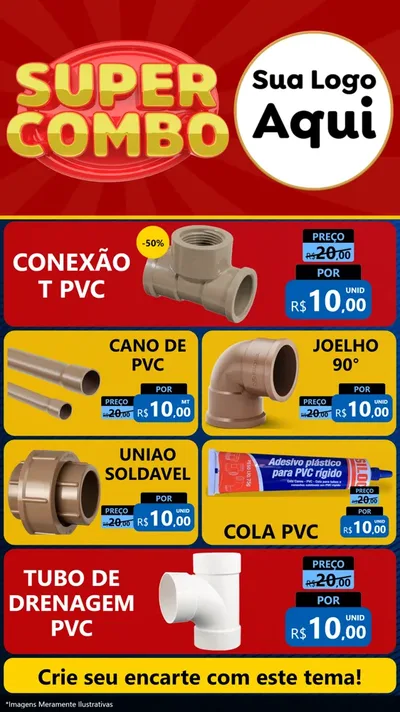 Modelo de TV para TV Vertical com o tema Super Combo para Tubos e conexões