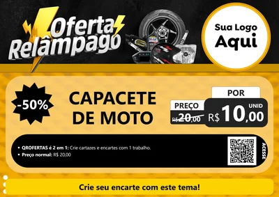 Modelo de Cartaz para Cartaz A4 Horizontal com o tema Oferta Relâmpago - Motopeças para Moto peças