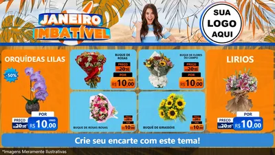 Modelo de TV para TV Horizontal com o tema Janeiro Imbatível para Floricultura e jardim