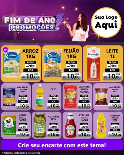 Modelo de Rede Social para Feed Instagram com o tema Fim de Ano Promoções para Supermercado