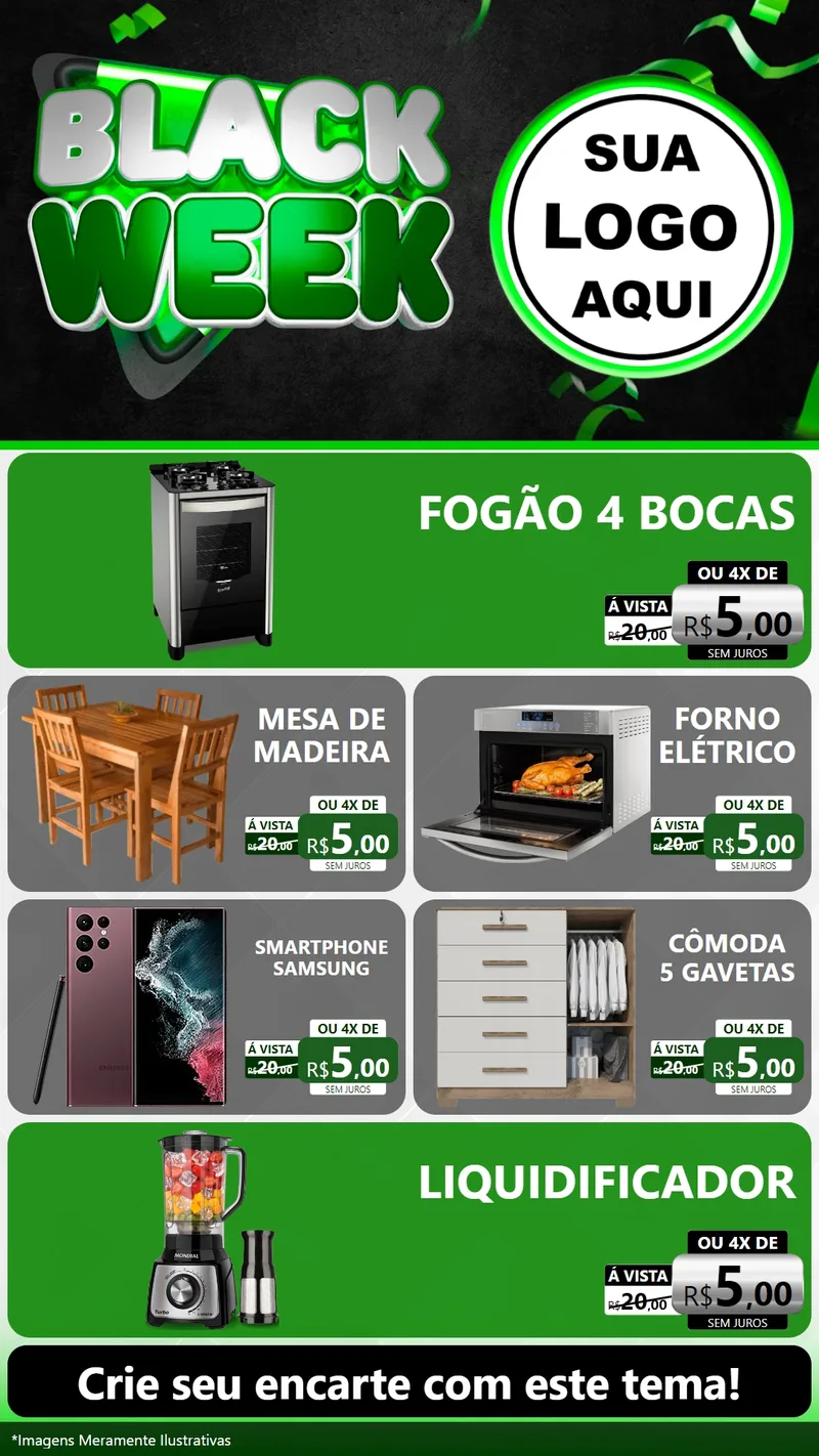 Modelo de TV para TV Vertical com o tema Black Week para Móveis e Eletro
