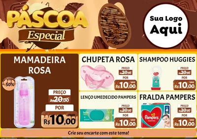 Modelo de Encarte para Encarte A4 Horizontal com o tema Páscoa Especial para Bebês