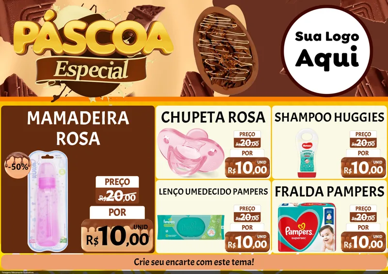 Modelo de Encarte para Encarte A4 Horizontal com o tema Páscoa Especial para Bebês