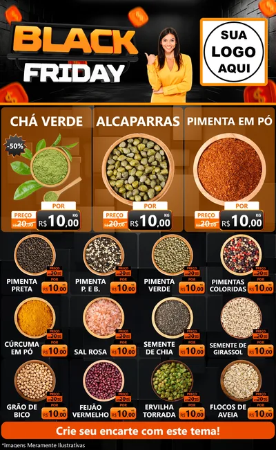 Modelo de Encarte para Encarte Grande com o tema Black Friday para Produtos Naturais