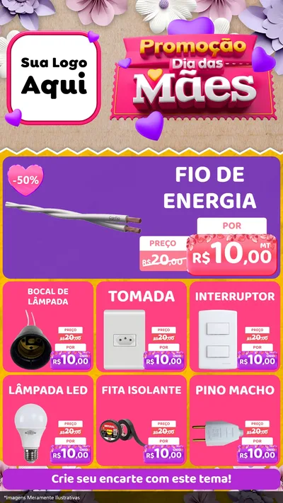 Modelo de Rede Social para Stories com o tema Promoção Dia das Mães para Materiais Elétricos