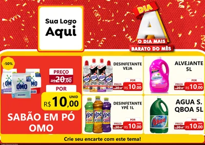 Modelo de Encarte para Encarte A4 Horizontal com o tema Dia A o Dia Mais Barato do Mês para Produtos de Limpeza