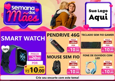 Modelo de Encarte para Encarte A4 Horizontal com o tema Semana das Mães para Informática