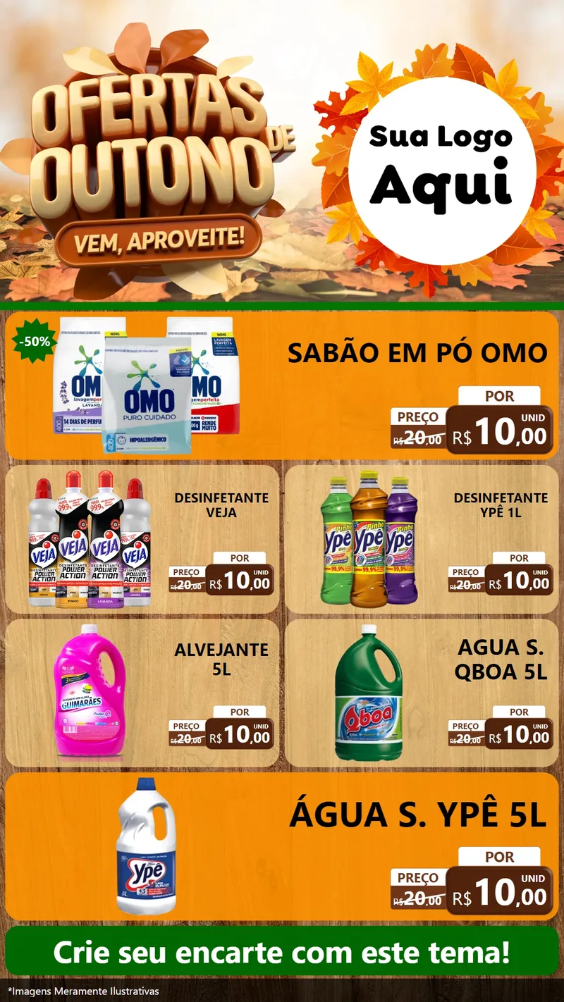 Modelo de TV para TV Vertical com o tema Ofertas de Outono - Vem, Aproveite! para Produtos de Limpeza