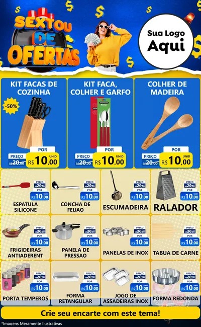 Modelo de Encarte para Encarte Grande com o tema Sextou de Ofertas para Utilidades Domésticas