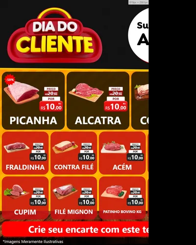 Modelo de Rede Social para Feed Instagram com o tema Dia do Cliente para Açougue