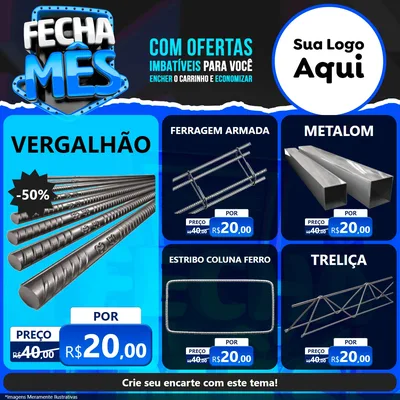 Modelo de Rede Social para Feed Facebook com o tema Fecha Mês para Ferragens