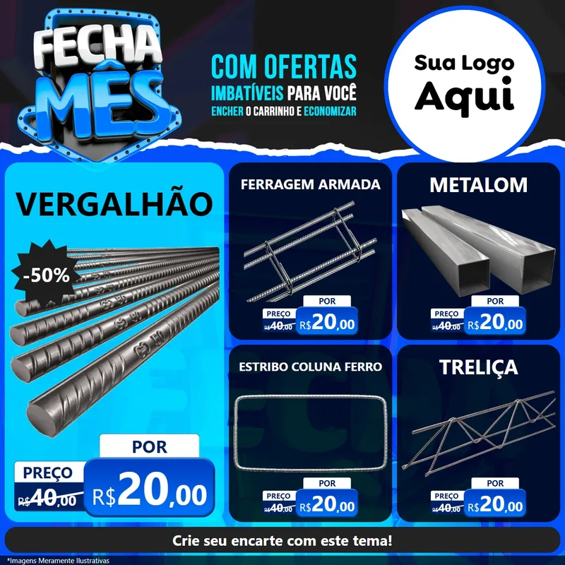 Modelo de Rede Social para Feed Facebook com o tema Fecha Mês para Ferragens
