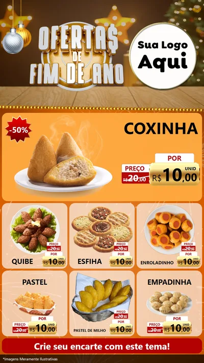 Modelo de Rede Social para Stories com o tema Ofertas de Fim de Ano para Salgadaria
