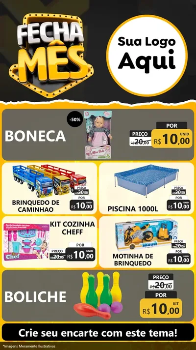 Modelo de TV para TV Vertical com o tema Fecha Mês para Brinquedos