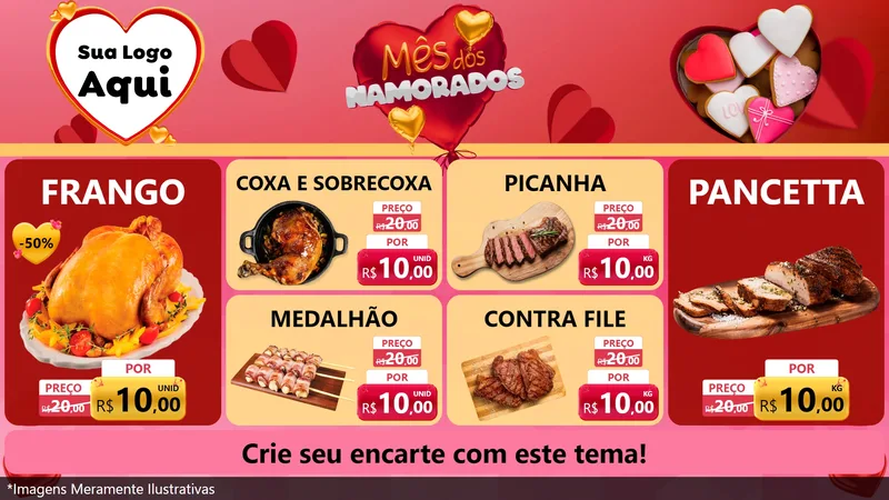 Modelo de TV para TV Horizontal com o tema Mês dos Namorados para Assados