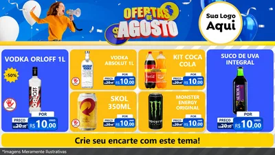 Modelo de TV para TV Horizontal com o tema Ofertas de Agosto para Distribuidora de bebidas