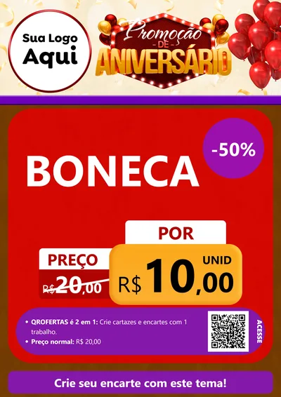 Modelo de Cartaz para Cartaz A4 Vertical com o tema Promoção de Aniversário para Brinquedos