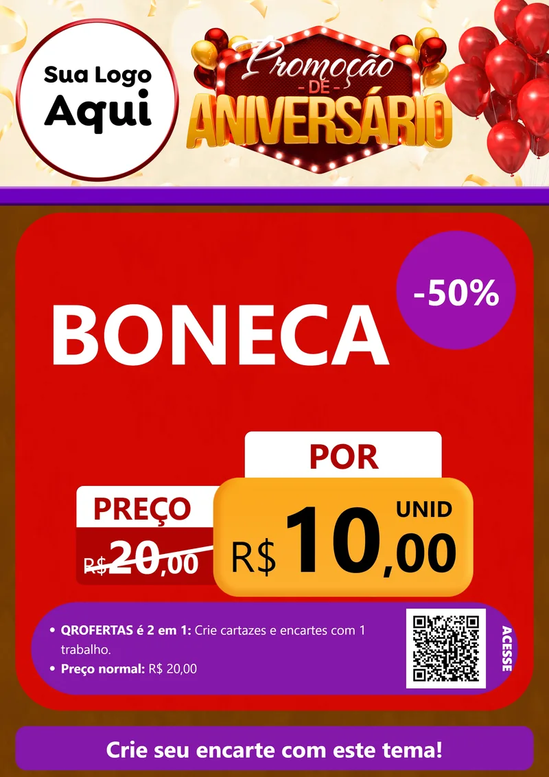 Modelo de Cartaz para Cartaz A4 Vertical com o tema Promoção de Aniversário para Brinquedos