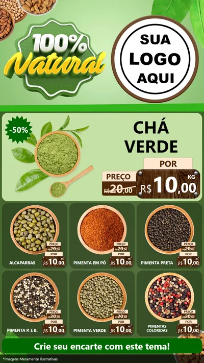 Modelo de Rede Social para Stories com o tema 100% Natural para Produtos Naturais
