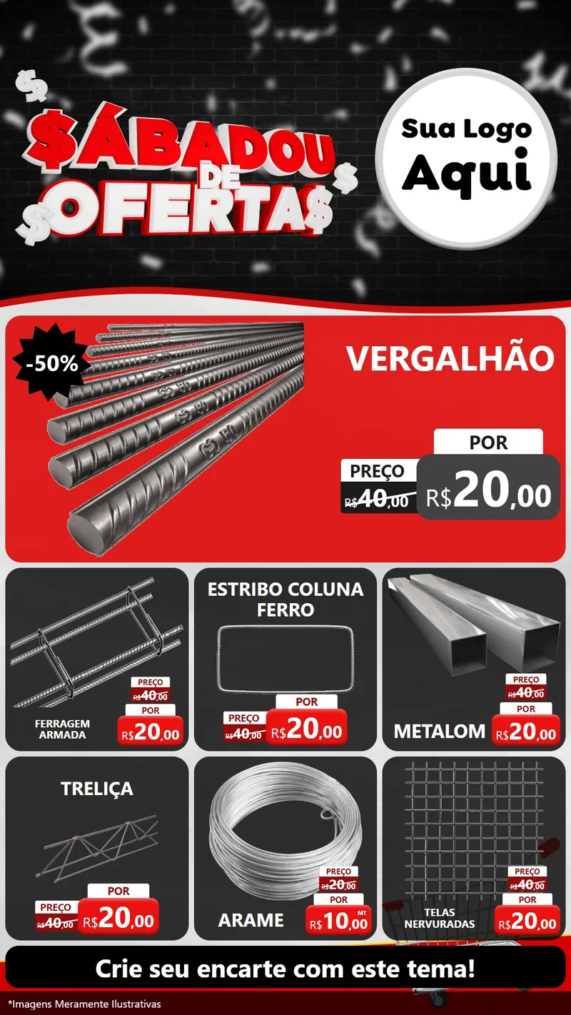 Modelo de Rede Social para Stories com o tema Sabadou de Ofertas para Ferragens