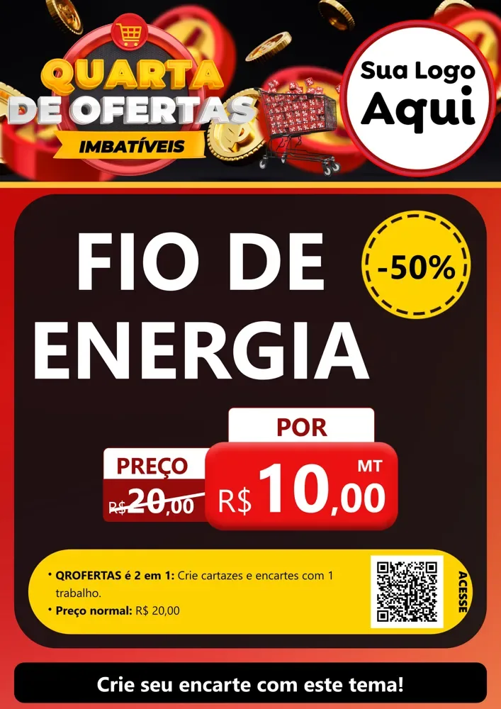 Modelo de Cartaz para Cartaz A4 Vertical com o tema Quarta de Ofertas Imbatíveis para Materiais Elétricos