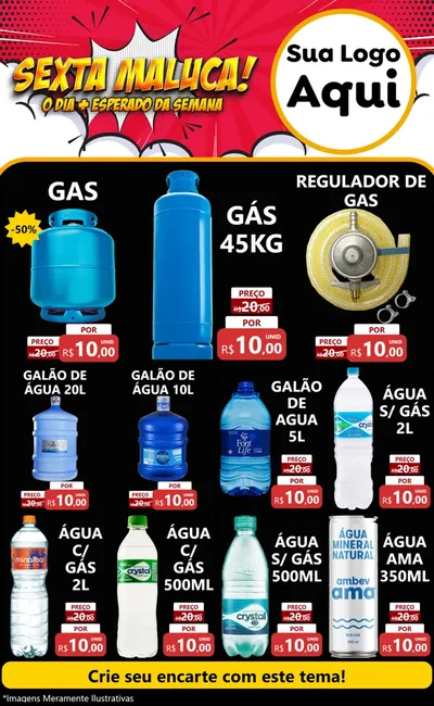 Modelo de Encarte para Encarte Grande com o tema Sexta Maluca! para Água e gás