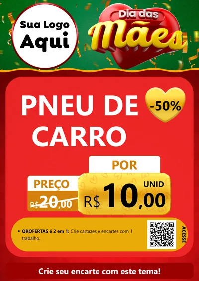 Modelo de Cartaz para Cartaz A4 Vertical com o tema Dia das Mães para Auto peças