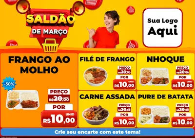 Modelo de Encarte para Encarte A4 Horizontal com o tema Saldão de Março para Restaurante